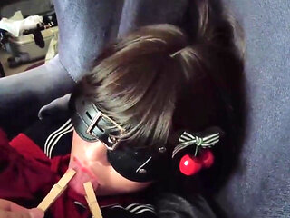 Mz04 - Orgasm Training with Pantyhose and Red Rope Binding