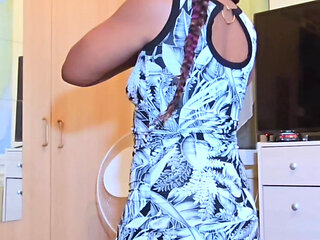 Ebony without panties