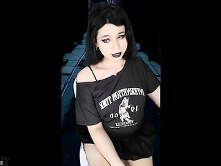 badass emo goth girl DaniTheCutie agrees to strip and get fucked by a machine for money