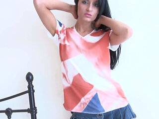 Horny teen loves to show her small natural tits