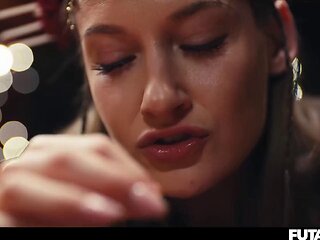 Girl Swallowing Shemale Cum - Redhead Mesmerized Into Submission by Futa Witch