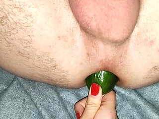 Cucumber Ass Fucking by My Wife