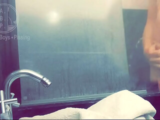 Pale white skin redhead flatmate caught pissing in the shower