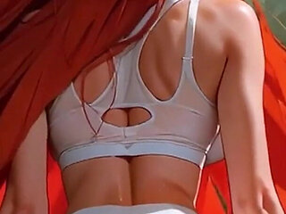 Amazing Yoga Pants Cameltoe Tease Close up! Dance Big Boobs Redhead