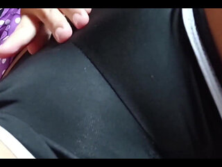 Cute Girl in Pajamas Touches Her Ass and Cums on Her Stepdad's Bed