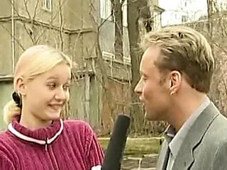 Blonde teen gets nude at retro casting audition