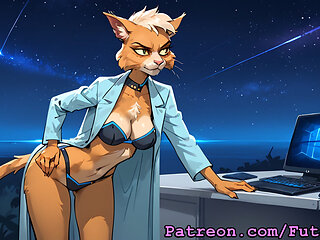 Futanari T&#039;ana from Star Trek masturbating