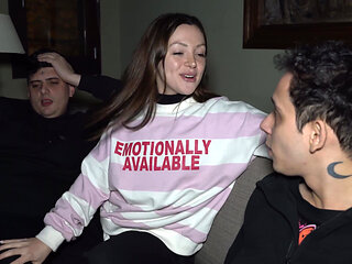 Luchiibb Fucks Her Boyfriend's Best Friend Next to the Fat Cuckold! Creampie