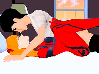 Shinji and Asuka fucking after defeating an angel