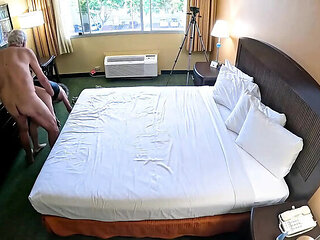 Amateur Couple Frenzy Fuck in Airport Hotel Room - Hairy MILF Takes Cumshot in Missionary & Doggy