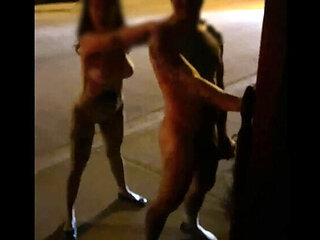 HotNetWife Flashing Pussy and Fake Tits on Street Before Public Fuck