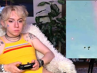 Blonde teen with huge breast masturbating on webcam