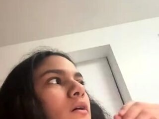 Small titted teen sucks upside down