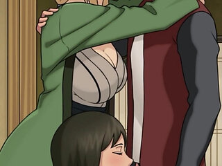 Naruto: Kunoichi Trainer - Big Ass MILFs Shizune and Tsuande Have a Threesome. Hot Blowjob and Doggy Style Pussy Creampies