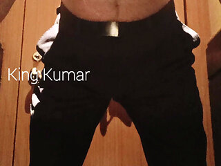 Getting naked, shaking hairy black Cock & Ass in a 5  hotel toilet