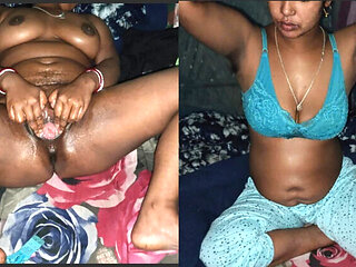 Indian Bhabhi Solo Massage - Fingering and Masturbating in Front of Lover