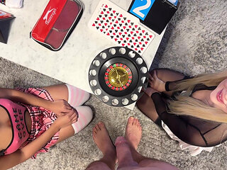 Two Girls One Guy Many Presents and a Mini Roulette Game with CFNM Handjob Challenge