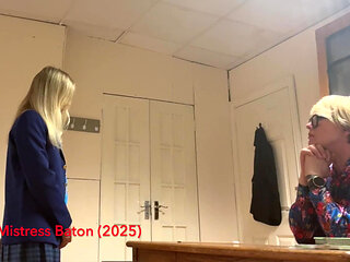 Knicker Cheat Schoolgirl Gets a Caning