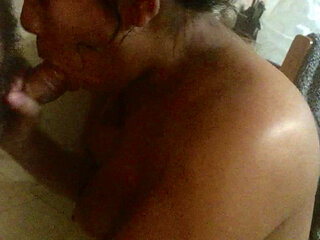 Indonesian on Her Knees Suck Dick