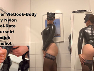 In the Tight Wetlook Body User Full Pissed & Milked!