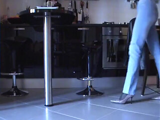 Shoeplay in Black Pantyhose and Pink Pumps