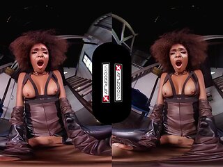 Virtual Reality - Ebony Babe Domino Testing Your Superpowers In Deadpool Xxx