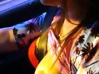 Beautiful Brunette Big Boobs Rides Fake Cock