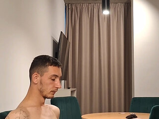 I Give Blowjob to Honza. Sexy Skinny Young Guy with Big Dick