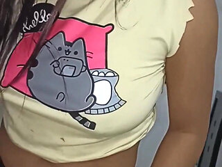 18 year old brunette big saggy tits from New York United States fucking her stepbrother's big dick nosn