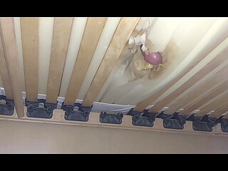 I fuck the hole in the mattress and ejaculate sperm under the bed.