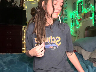 smoking fetish masturbation dripping wet hairy pussy