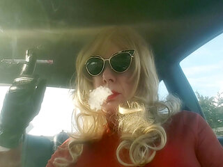 MRS. ROMAN DRIVING AND SMOKING LONG VS120 MENTHOLS -- COME RIDE WITH ME!!