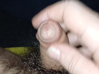 Close Up Cum In Hand Small Soft Uncut Cock