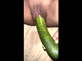 Indian hot desi girl masturbate with two dildo and big fat cucumber.