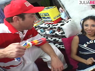 Sexy girl sucks a hge cock then gets fucked to a massive mouth cumshot