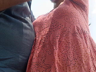Housewife hot breast squeeze romance in outdoor