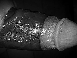 Oiled Horny Guy Masturbating Big Black Dick While Moaning