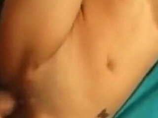 Skinny Brunette Fingers Dripping Pussy and Swallows Cum Load