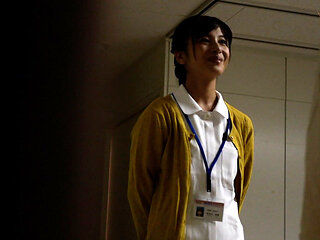 M913g05 a Married Woman Nurse Chatting with a Male Patient in the Corridor After the Lights Go Out Has Frustrated Nasty Sexual I