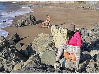 Getting Myself Off Watching Hot Couple Fuck On The Beach