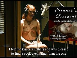 Redhead reads you a titillating tale topless