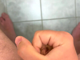 Bathroom masturbation and cumshot