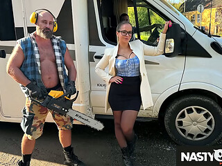 Nasty Club - Busty Jennifer Mendez Caught Pissing by a Lumberjack Jonny Oblong