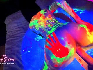 Neon Glow Xxx  Wild Fluorescent Hump on the Sofa with TheoRhena!