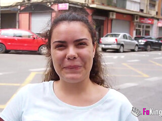 19 years old sex-addicted babe uses her ENORMOUS BOOBS to seduce a random guy!