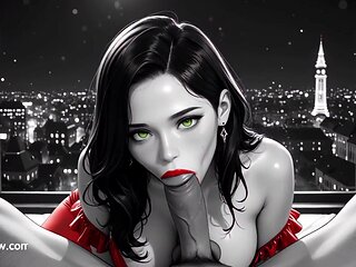 Buxomy Anime Stunner in Crimson Undergarments Fucktoys Eiffel Look