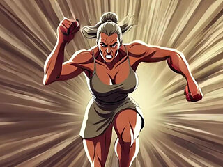 Ai Athletic Women in Cartoon Scenes