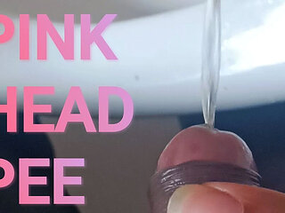 Pink Head Dick College Boy Peeing in Urinal