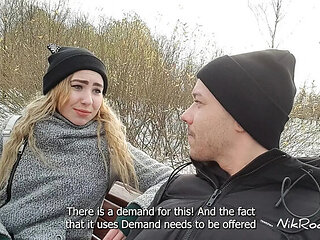 Russian Pickup: Nikolas Fucks Teen Blonde in Hallway with Big Ass & Natural Tits