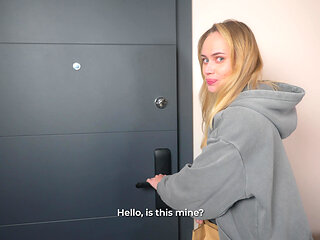 She ate my delivery... so I made her pay off her tight pink pussy